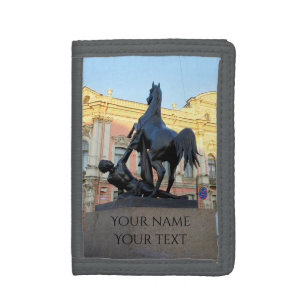 Sculptures the Anichkov bridge in St. Petersburg Tri-fold Wallet