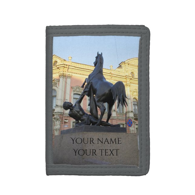 Sculptures the Anichkov bridge in St. Petersburg Trifold Wallet (Front Vertical)