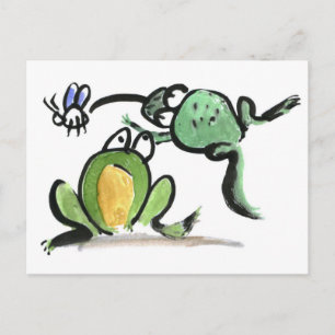 Scuse Me! Coming Through says one frog to another Postcard