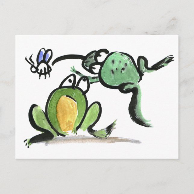 Scuse Me! Coming Through says one frog to another Postcard (Front)