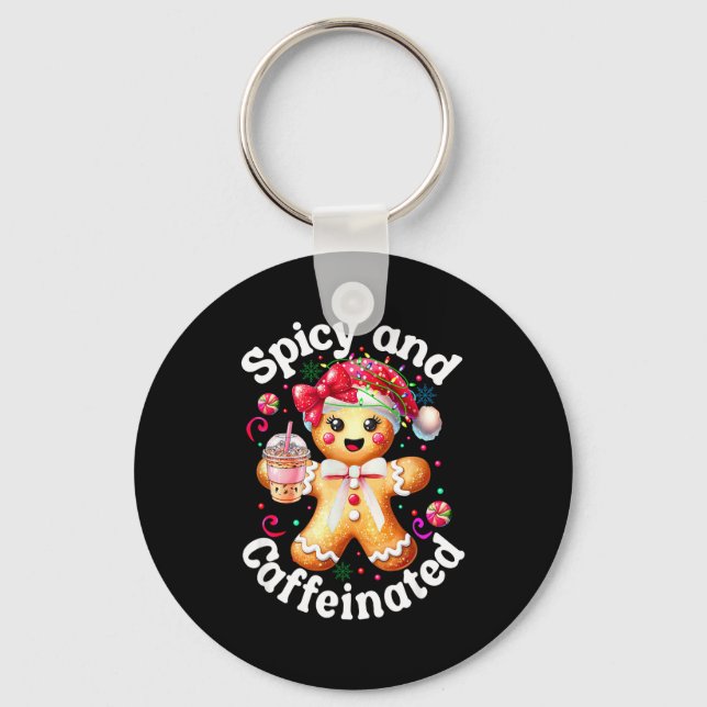 Scy And Caffeinated Coffee Cute Gingerbread Christ Keychain (Front)