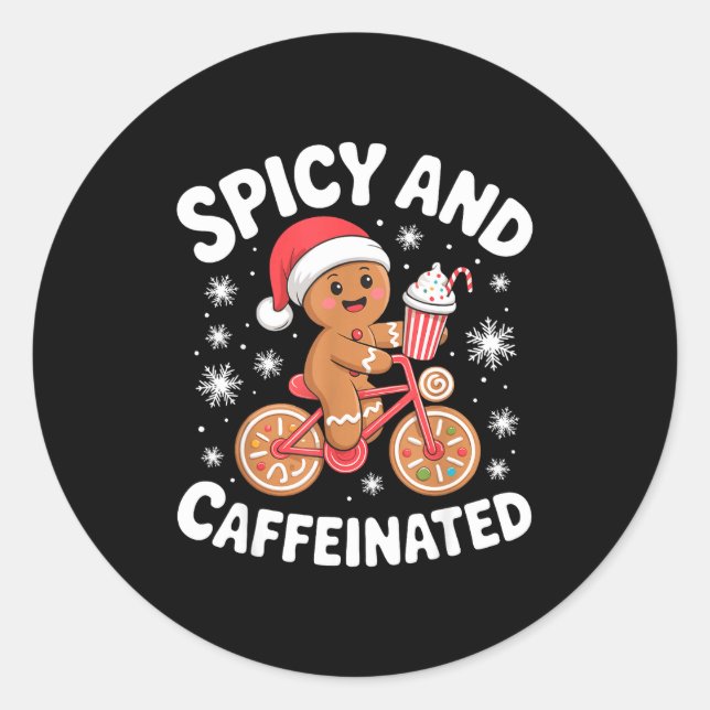 Scy And Caffeinated Gingerbread Funny Coffee Chris Classic Round Sticker (Front)
