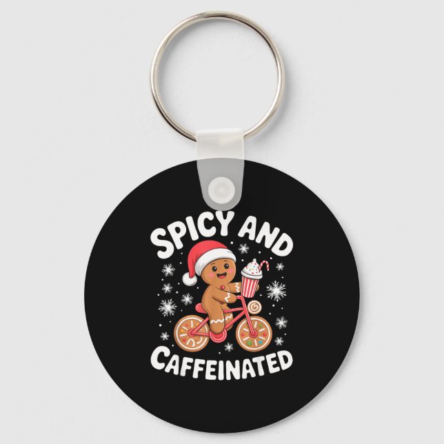 Scy And Caffeinated Gingerbread Funny Coffee Chris Keychain (Front)