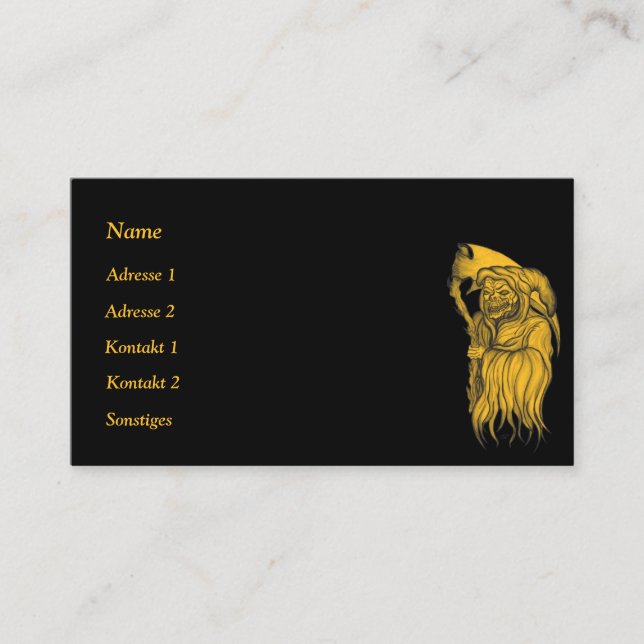 Scythe man - The Death , Grim reaper Business Card (Front)