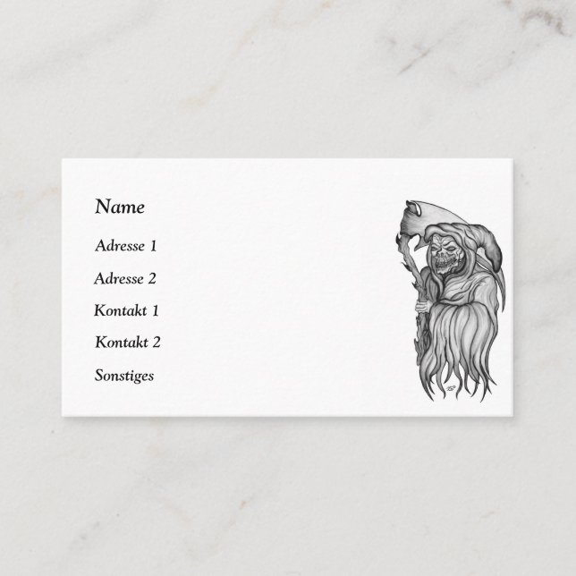 Scythe man - The Death , Grim reaper Business Card (Front)