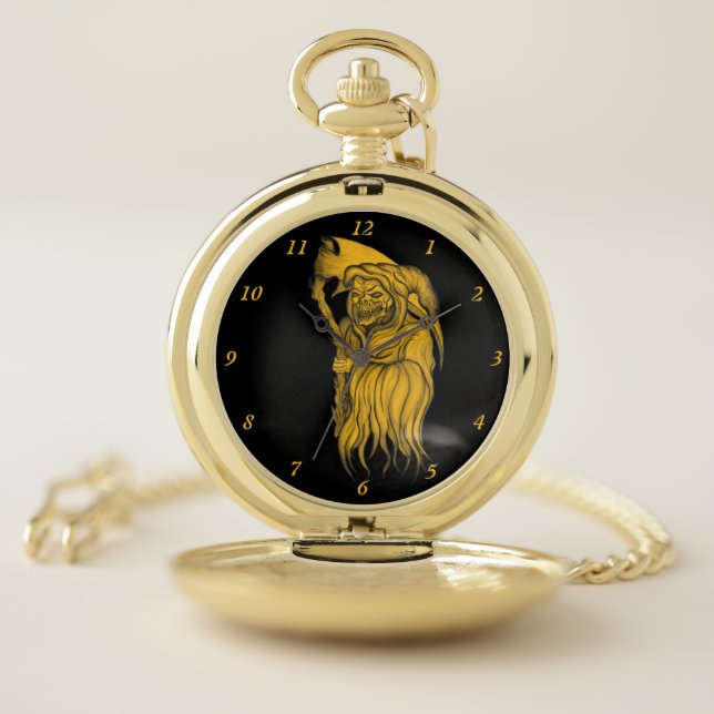 Scythe man - The Death , Grim reaper Pocket Watch (Inside)