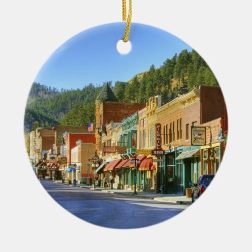 SD Deadwood Historic Gold Mining town Ceramic Ornament