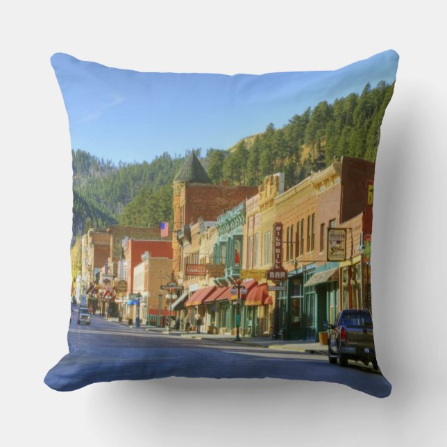 SD, Deadwood, Historic Gold Mining town Throw Pillow (Front)