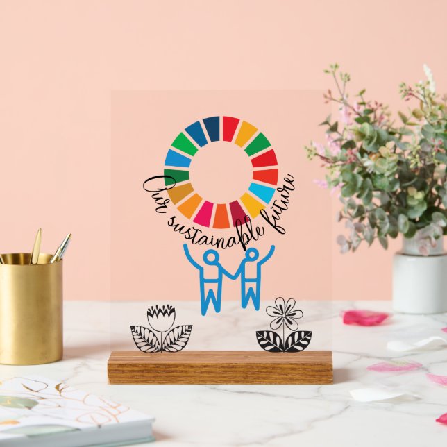 SDG Executive Desk Sign- ESG Office Motivator Acrylic Sign (Wedding)