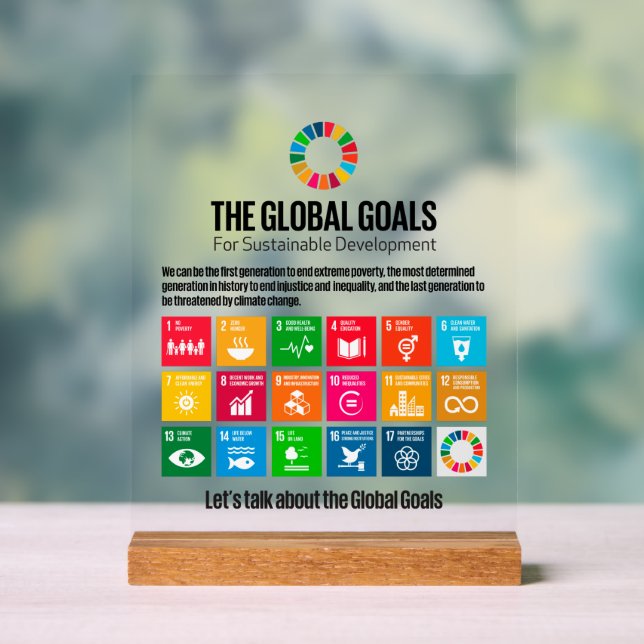 SDG Executive Desk Sign- ESG Office Motivator Acrylic Sign (Neutral)