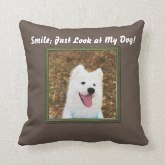 SDmiling Samoyed Puppy Throw Pillow