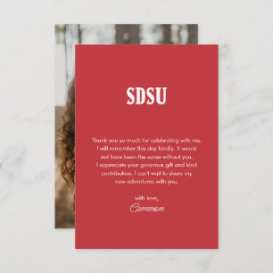 SDSU Graduation Honoring Aztecs in San Diego Thank You Card