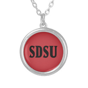 SDSU Wordmark Silver Plated Necklace