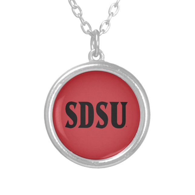 SDSU Wordmark Silver Plated Necklace (Front)