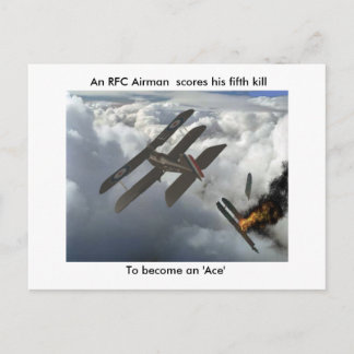 Se5a Kills DFW, An RFC Airman scores his fifth... Postcard