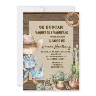 Se Buscan Wanted Spanish Western Cowboy Birthday Invitation