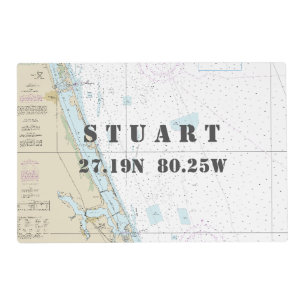 SE Florida Latitude Longitude Authentic Nautical Placemat