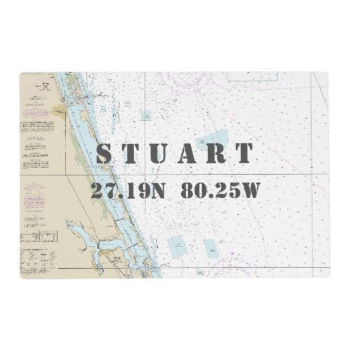 SE Florida Latitude Longitude Authentic Nautical Placemat