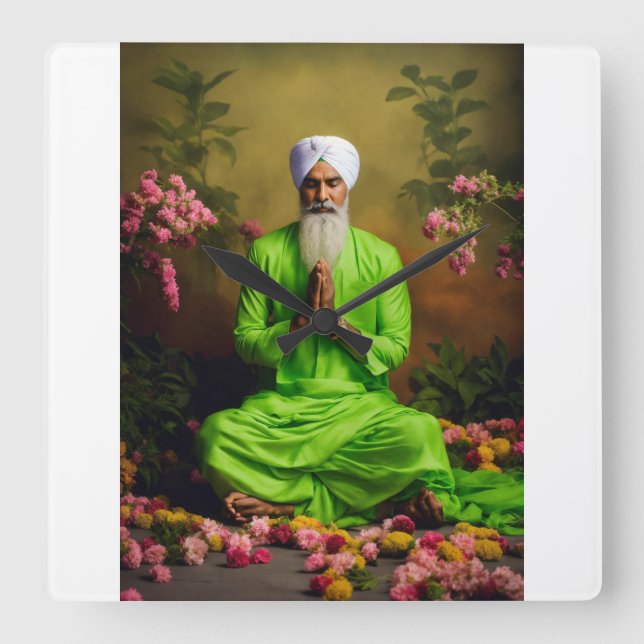 Se sant Shiromani Baba Ravidas Sikh Meditation in  Square Wall Clock (Front)