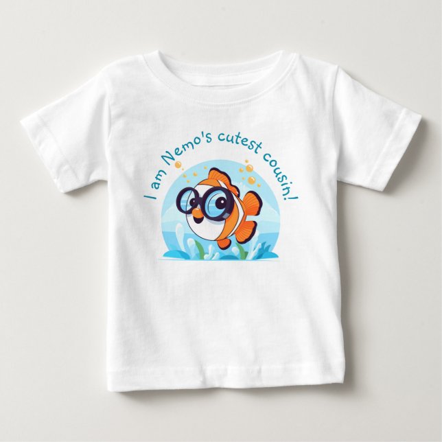 Sea Adventure | Cute Clownfish with Sunglasses Baby T-Shirt (Front)