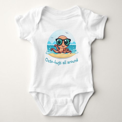 Sea Adventure  Cute Octopus with Sunglasses Baby Bodysuit