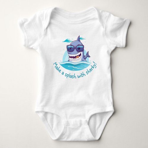 Sea Adventure  Cute Shark with Sunglasses Baby Bodysuit