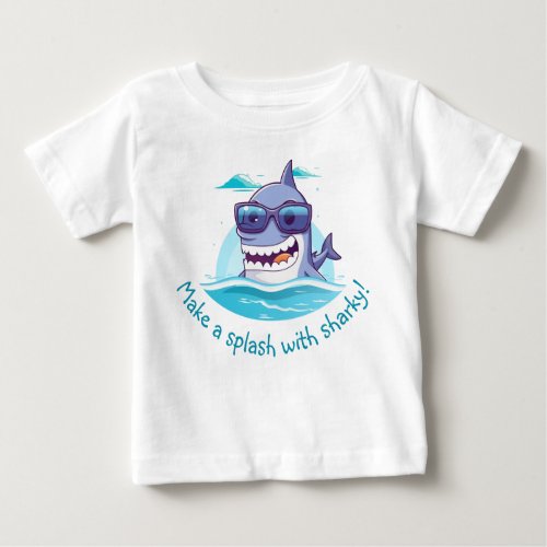 Sea Adventure  Cute Shark with Sunglasses Baby T_Shirt