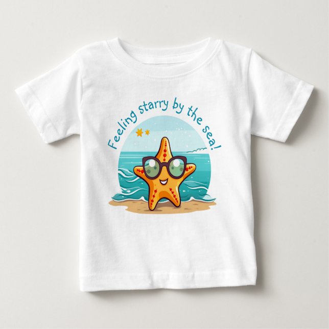 Sea Adventure | Cute Starfish with Sunglasses Baby T-Shirt (Front)