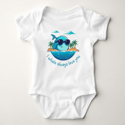 Sea Adventure  Cute Whale with Sunglasses Baby Bodysuit