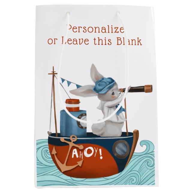 Sea Adventure Nautical Baby Boy Shower Medium Gift Bag (Front)