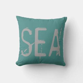 SEA Airport Grunge Typography Throw Pillow