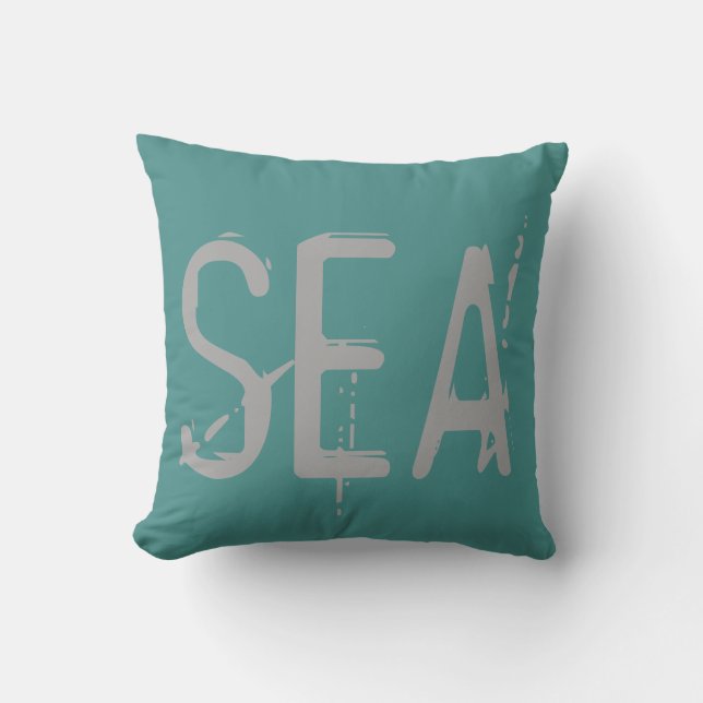 SEA Airport Grunge Typography Throw Pillow (Front)