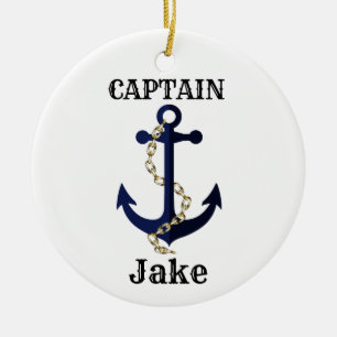 Sea anchor, chain, personalized ceramic ornament