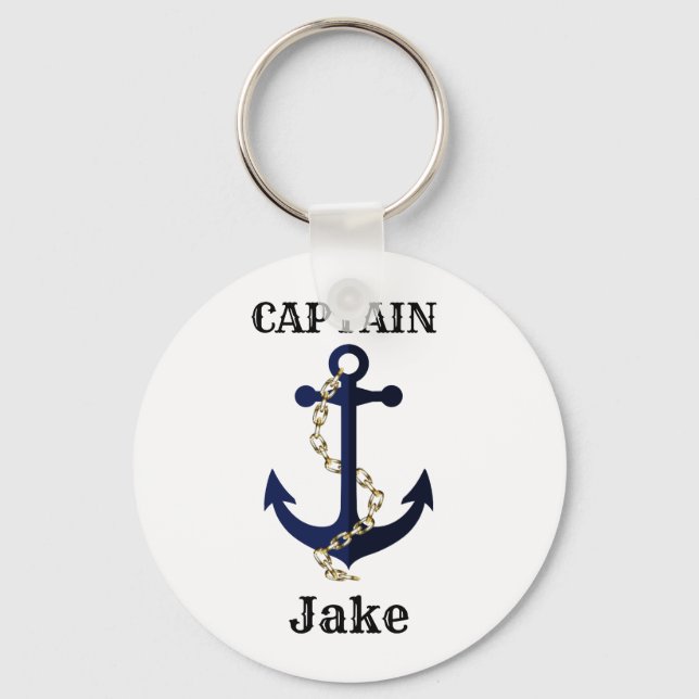 Sea anchor, chain, personalized keychain (Front)