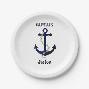 Sea anchor, chain, personalized paper plates