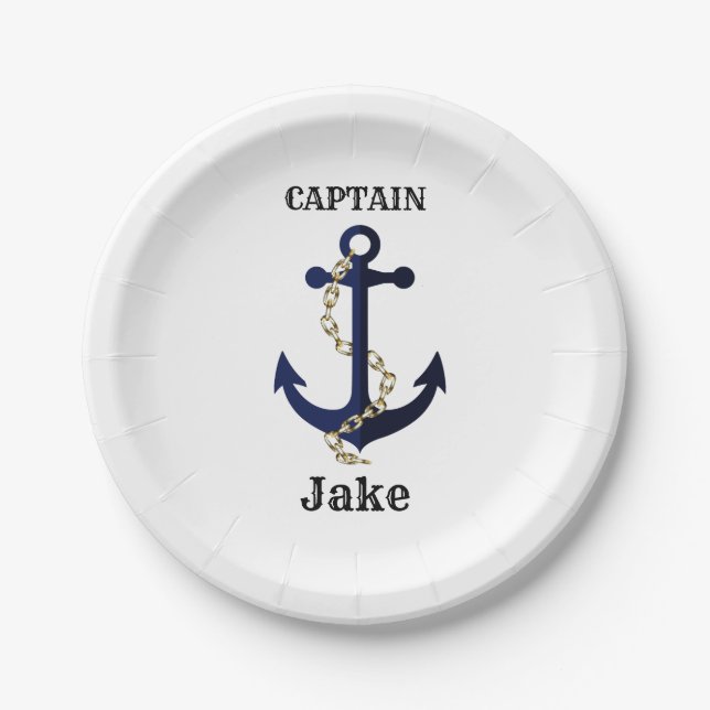 Sea anchor, chain, personalized paper plates (Front)