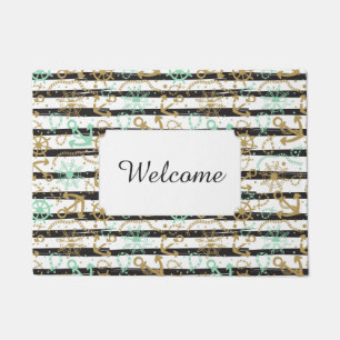 Sea Anchor Pattern   Add Your Text Doormat