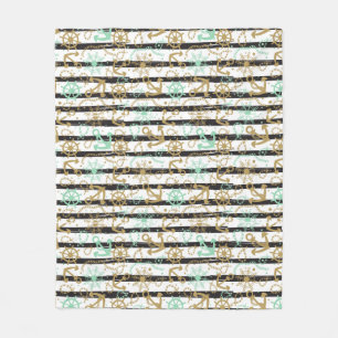 Sea Anchor Pattern Fleece Blanket