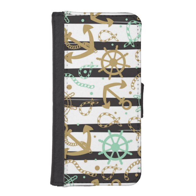 Sea Anchor Pattern iPhone Wallet Case (Front)