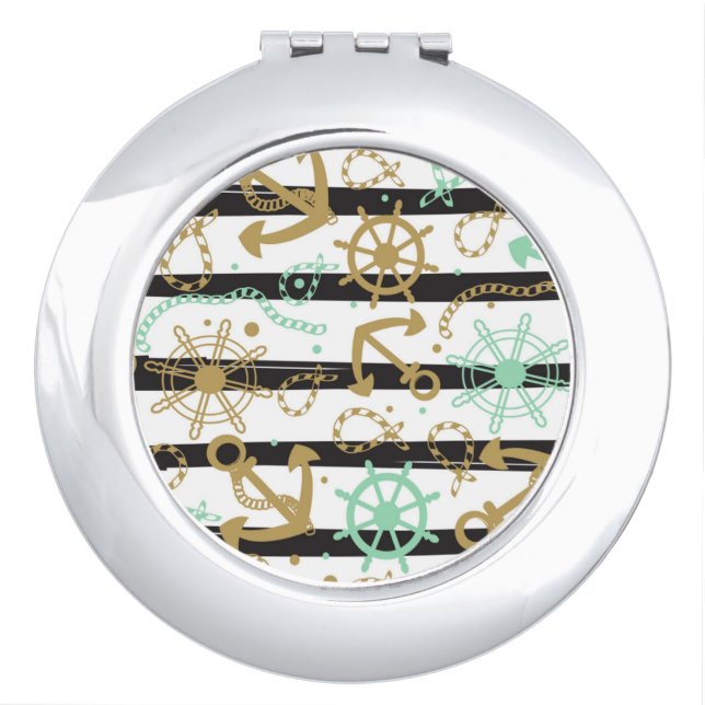Sea Anchor Pattern Mirror For Makeup (Front)