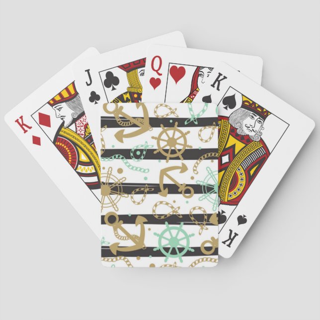 Sea Anchor Pattern Poker Cards (Back)