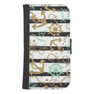 Sea Anchor Pattern Samsung S4 Wallet Case
