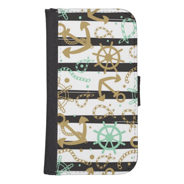 Sea Anchor Pattern Samsung Galaxy Wallet Case (Front)