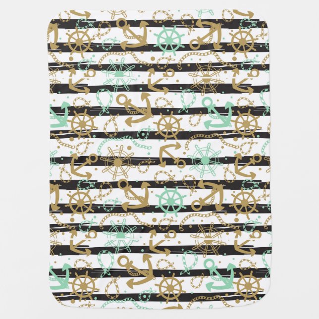 Sea Anchor Pattern Swaddle Blanket (Front)