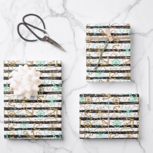 Sea Anchor Pattern Wrapping Paper Sheets