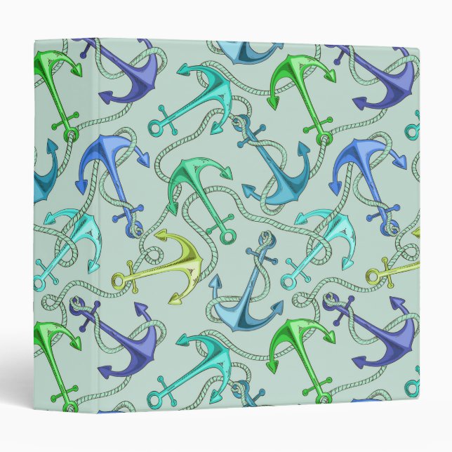 Sea Anchors And Rope Pattern 3 Ring Binder (Front/Spine)