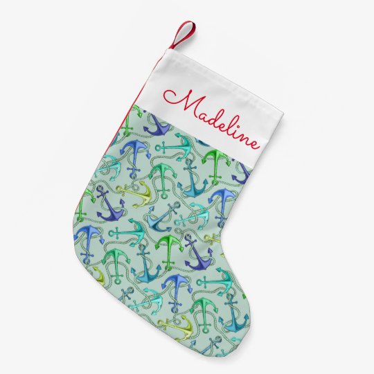 Sea Anchors And Rope Pattern Add Your Name Small Christmas