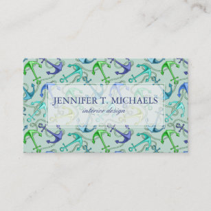 Sea Anchors And Rope Pattern Business Card