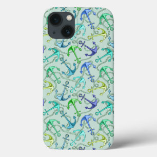 Sea Anchors And Rope Pattern iPhone 13 Case