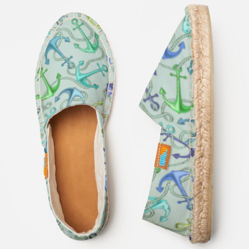 Sea Anchors And Rope Pattern Espadrilles